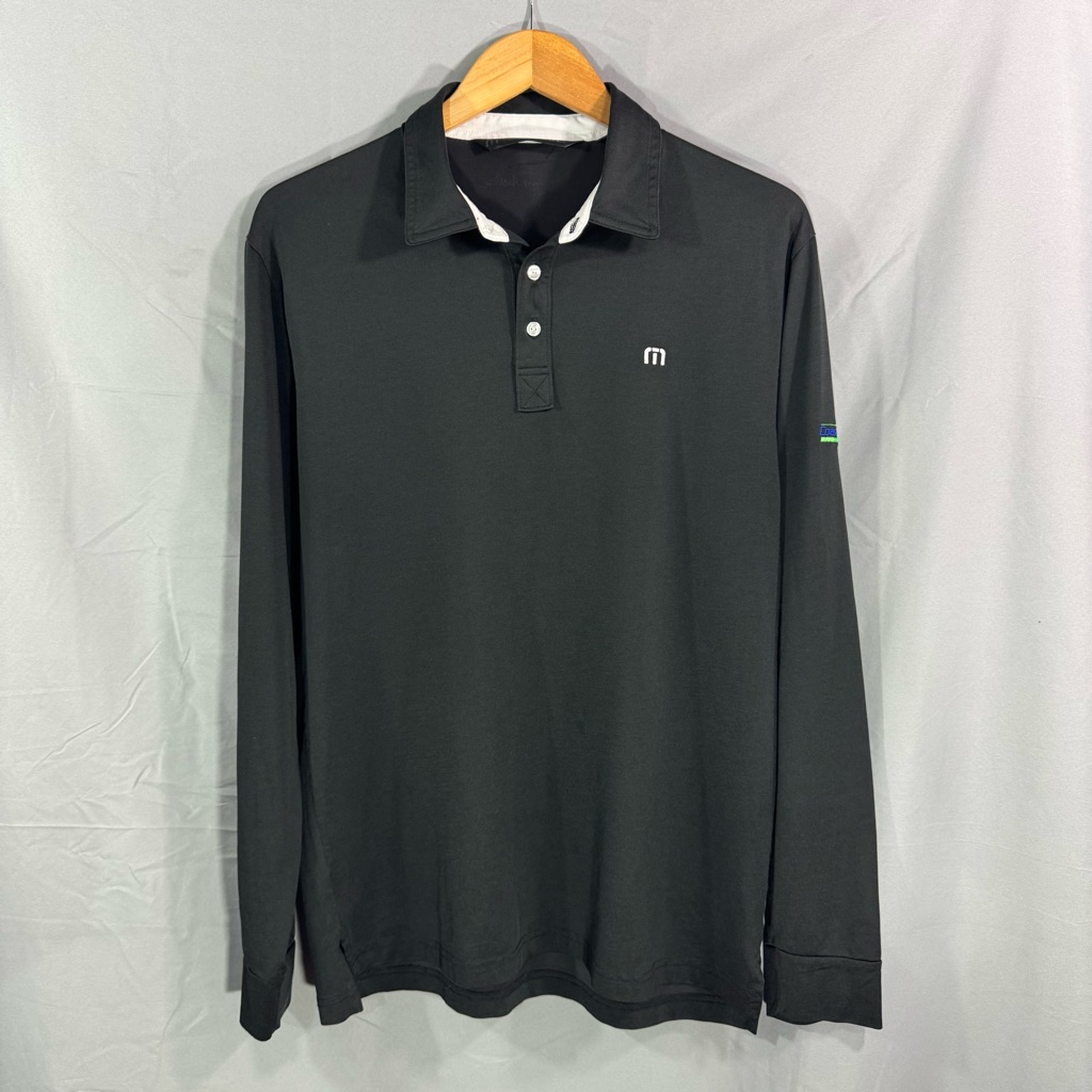 Travis Mathew Shirt Mens Large Black Long Sleeve Golf Coast Fast Fi Group Logo